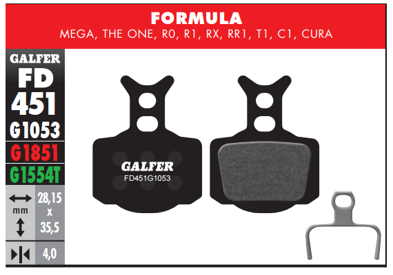 PASTILLAS FRENO BICICLETA GALFER ADVANCED FORMULA R - MEGA - THE ONE